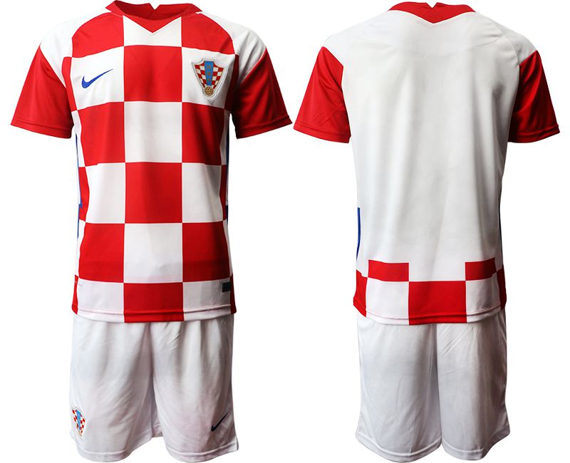 Men 2020-2021 European Cup Croatia home red blank Nike Soccer Jersey->customized soccer jersey->Custom Jersey